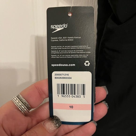 Speedo Girl's Swimsuit One Piece Closed Racerback - SIZE 10 - BLACK/GREEN - Picture 7 of 9